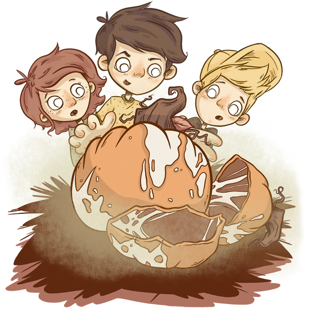 drawing of kids and pumpkin